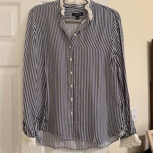 J. Crew Navy and White Striped Button Down Shirt